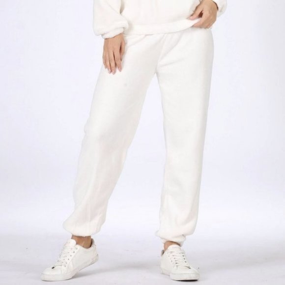 NEW Super Soft Cozy Teddy Fuzzy Fleece Lounge Wear Sweatshirt Jogger Pant Set - Picture 6 of 8